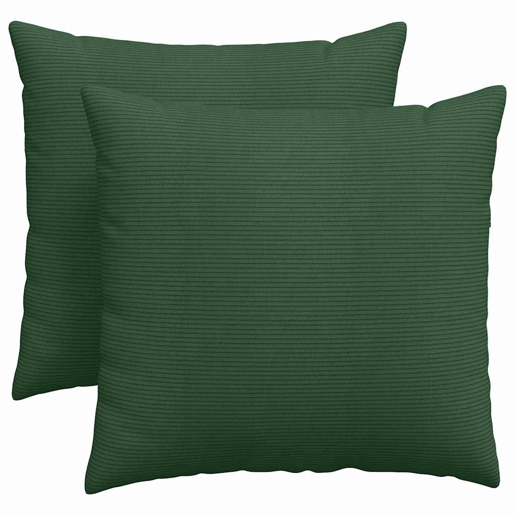 Sofa Cushions 2 Pieces Dark Green 45 X 45 Cm Cord Fabric