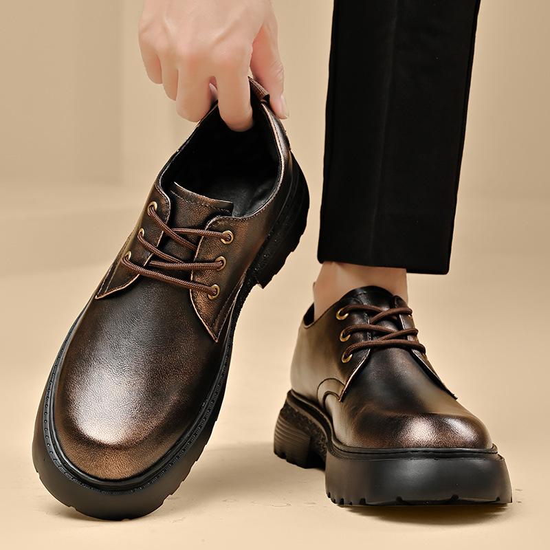 

Высококачественные кожаные туфли мужские на платформе в британском стиле ретро-обувь 38 коричневый