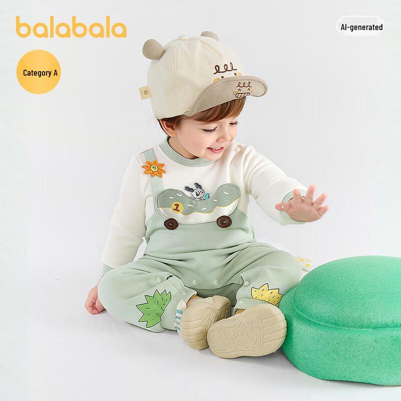 Balabala Infant Faux Two-Piece Long Sleeve Bodysuit Romper
