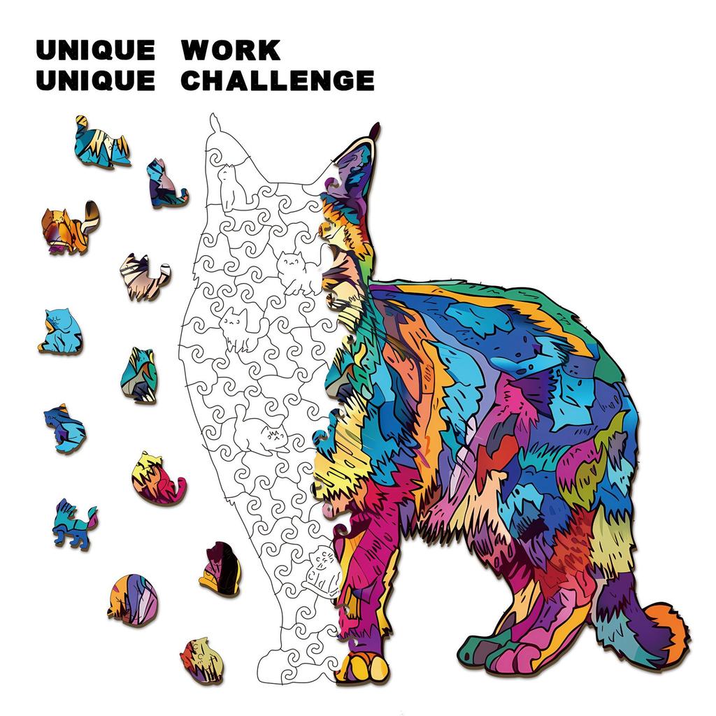 Lynch Cat Puzzle Wooden Special-Shaped Splicing Toy Original Brain-Burning Decompression Puzzle