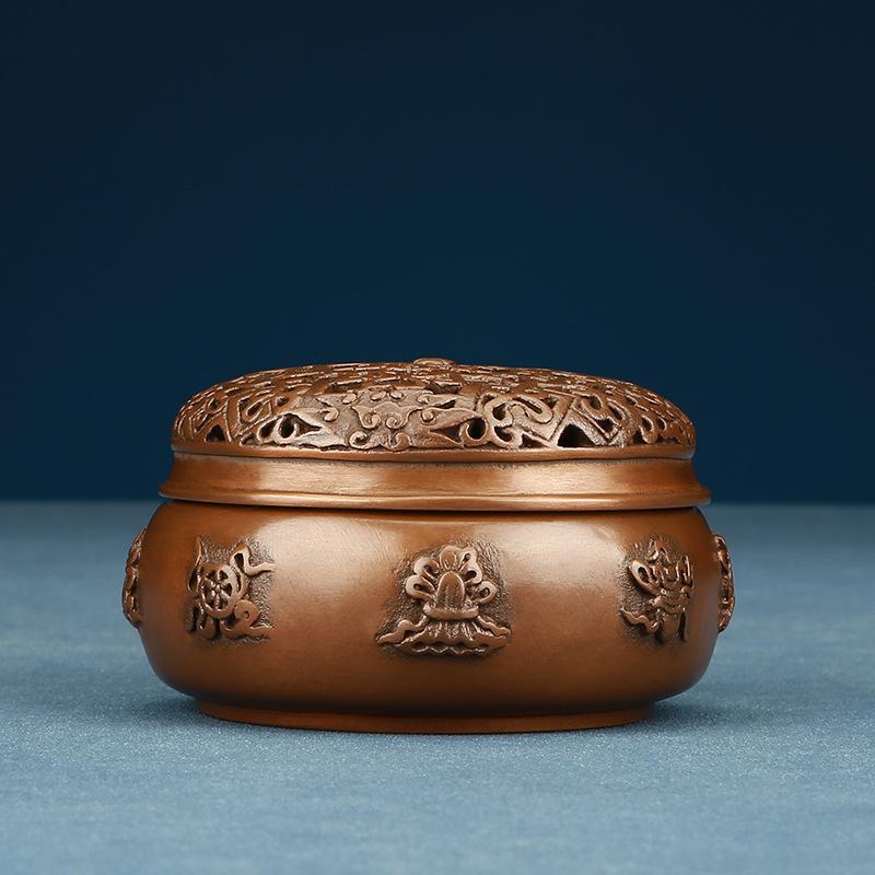 Decoration Red Copper Crafts Utensils Eight Treasures Incense Burner