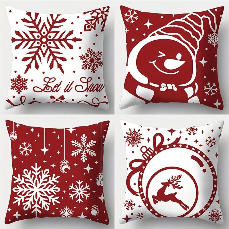 Snow Snowman Pillowcases 100% Polyester for Living Room Sofa Decor Christmas Decorations Satin Fabric Cushion Cover