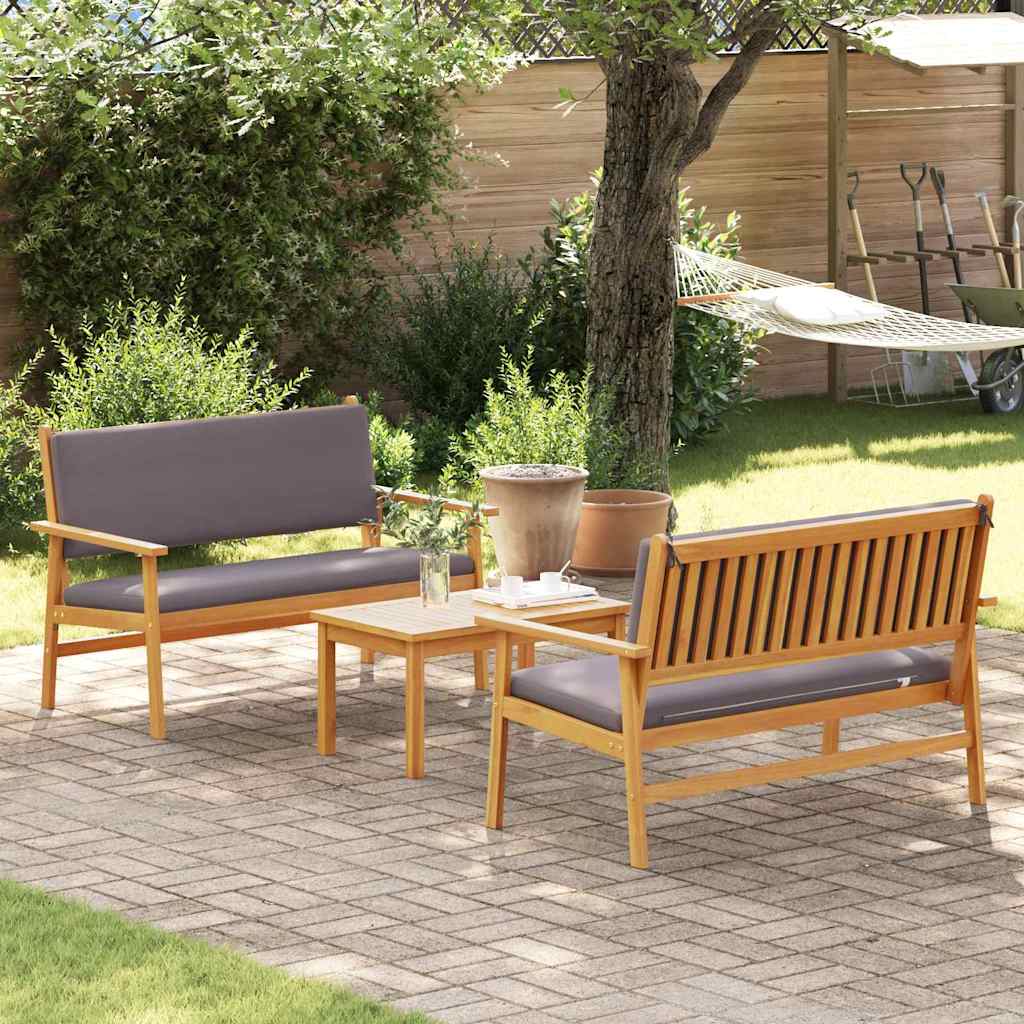 Garden Sofa Set 3 Pcs Brown 120 X 65.5 X 79 Cm Solid Acacia Wood