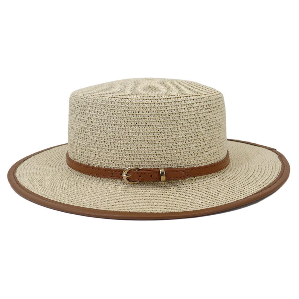 Sun Hats For Women Men Caps Flat Top Wide Brim Straw Hat Summer Beach Casual White Straw Hat Gorras Para Mujer
