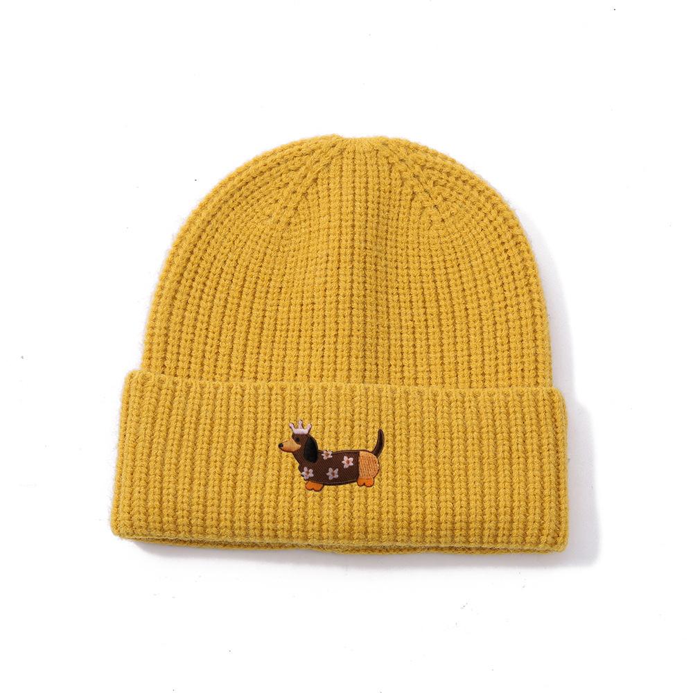 Solid color knitted hat for winter windproof and warm women's woolen hat, versatile dome hat