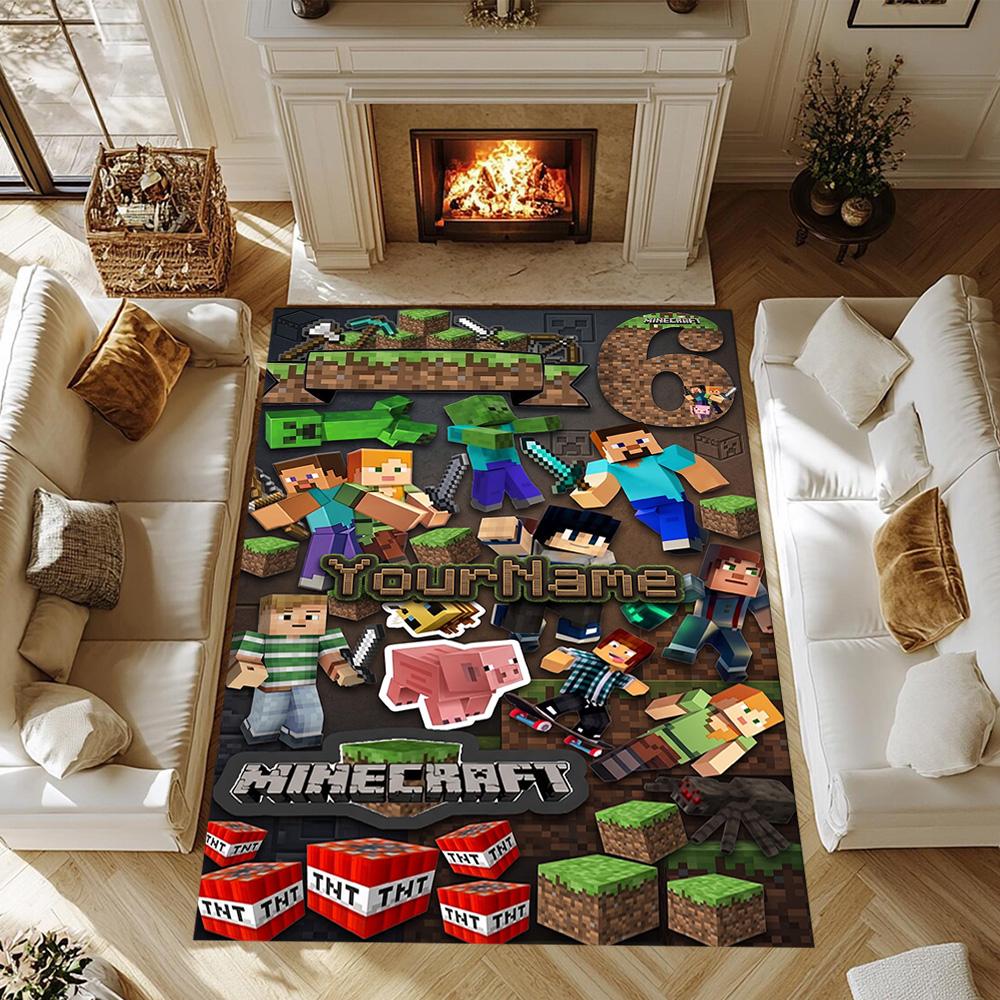 Minecraft 56 Customizable Name Carpet Perfect for Outdoor Decorate room Playrooms Dining Room Anti-slip Rug Office home decor Birthday/Christmas Gift