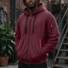 Men's Zip-Up Hooded Jacket with Multiple Pockets Athletic Casual Top for Daily Wear
