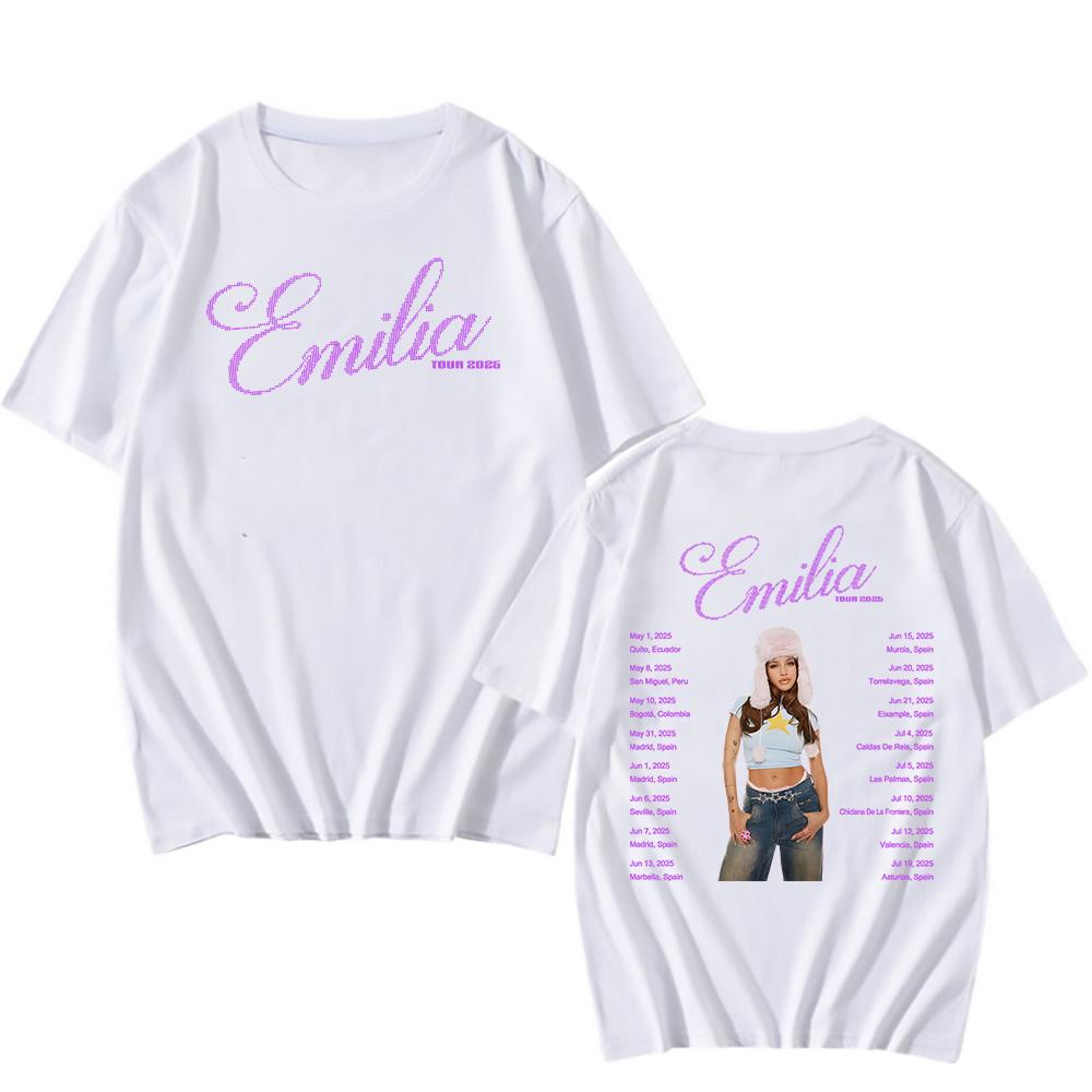 Emilia Mernes Tour 2025 T-shirt Women Fashion Cotton Short Sleeve Tees MP3 Hip Hop Casual Street Wear Unisex Clothing Over Sized