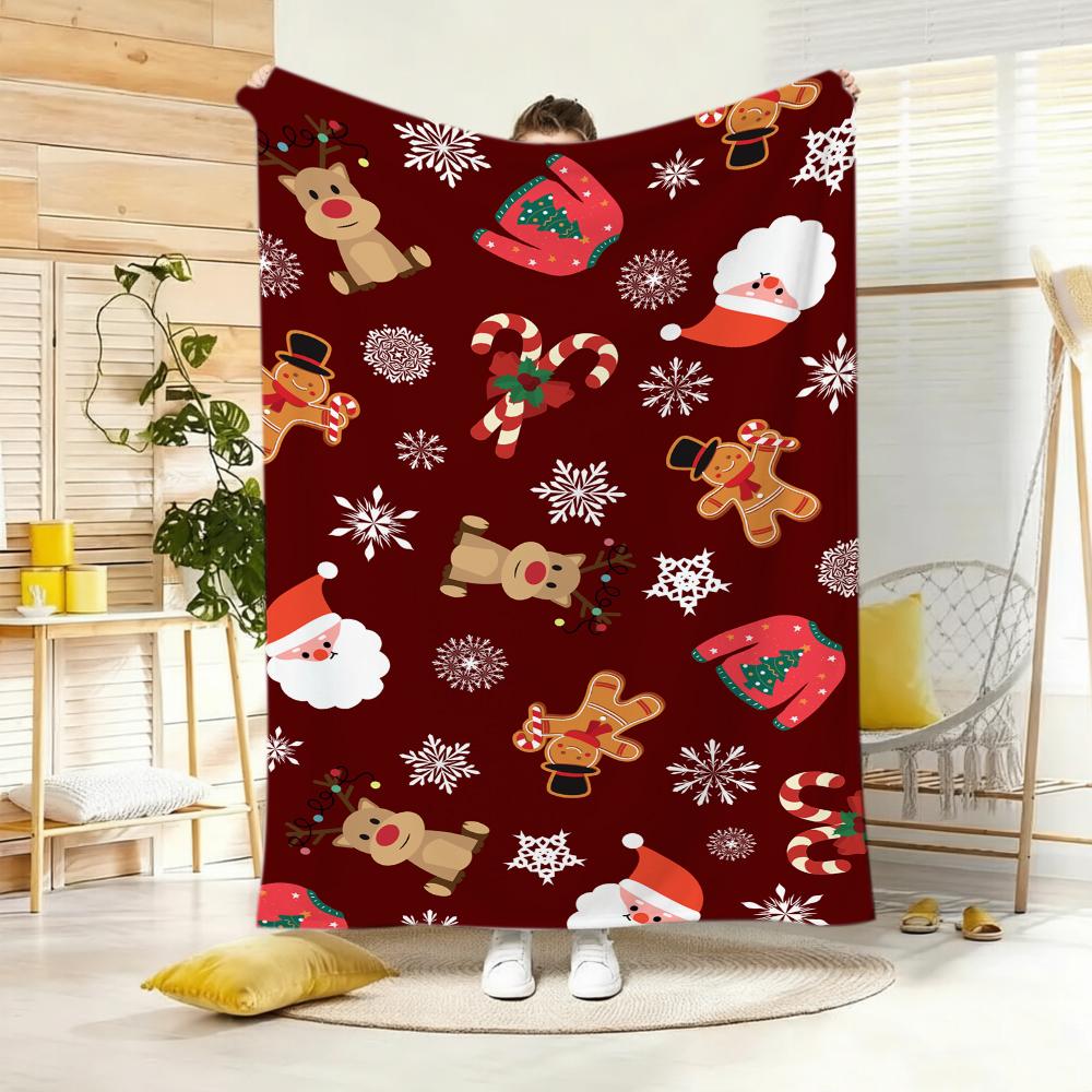 Warm Beige Brown Gingerbread Christmas Tree Throw Blanket Cozy Couch Cover For Sweet Winter Holiday Home Decor Gift