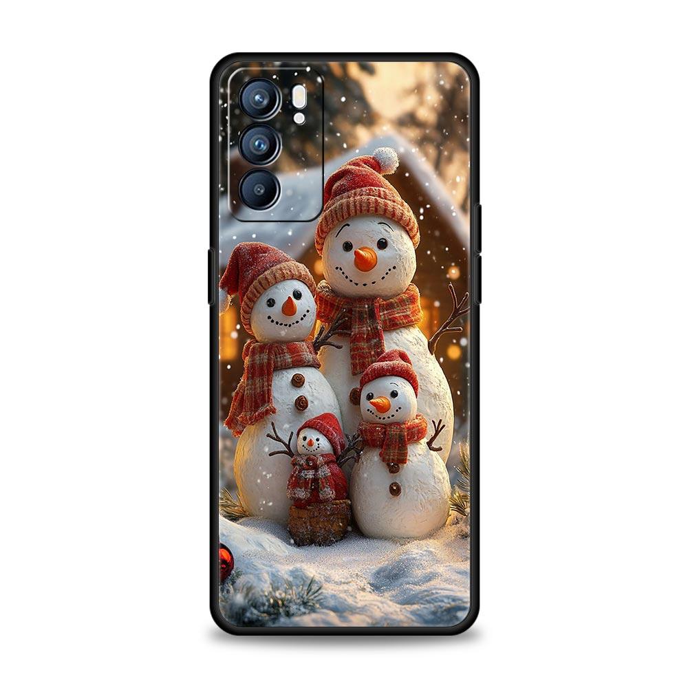 Christmas Snowman Phone Case For Oppo A17 A31 A54 A57 A78 A79 A98 Find X5 X6 Reno 6 7 8 10 11 12 13 F Pro 5G Soft TPU Cover Bags