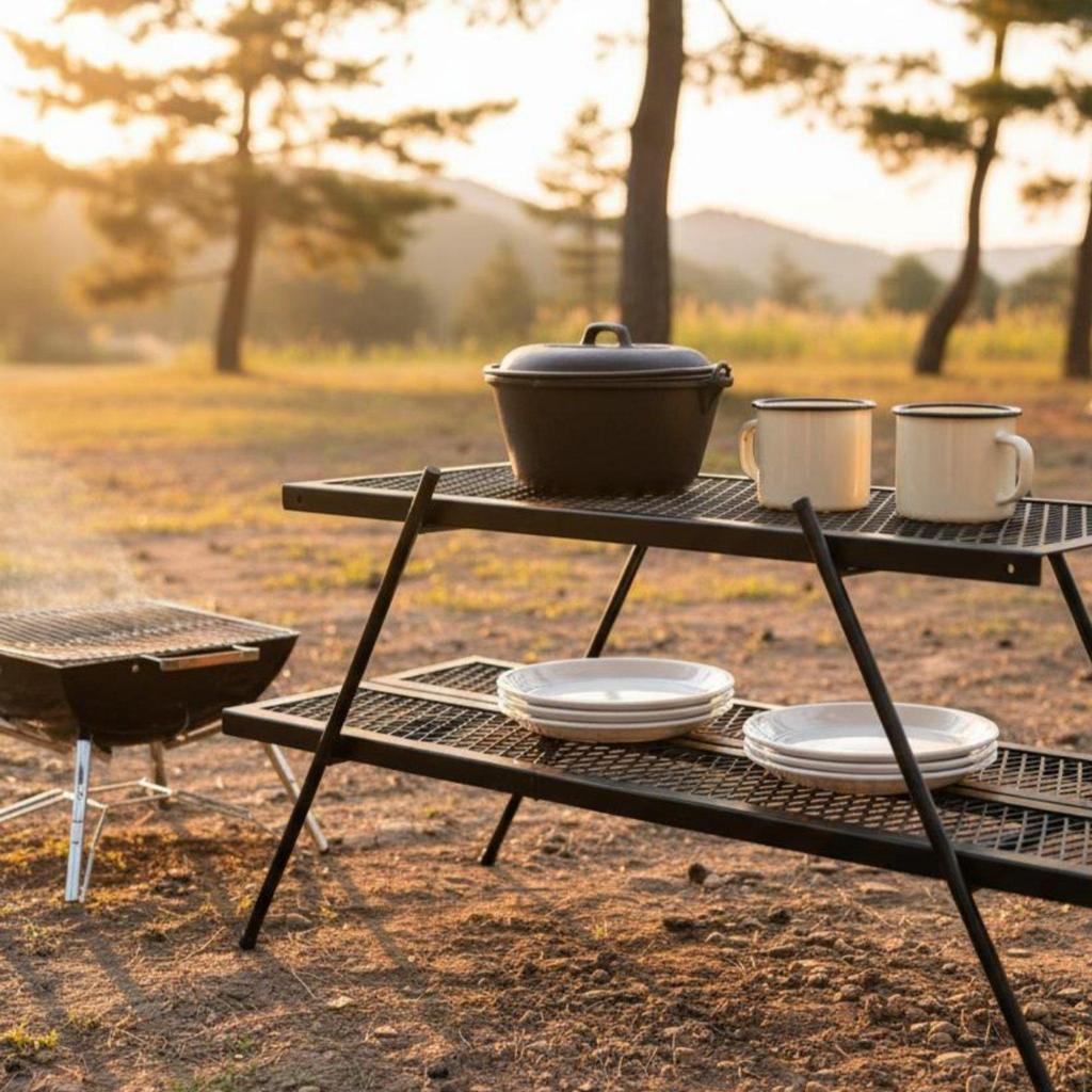 4 Pieces Mesh Folding Table Multi-Functional Outdoor Gear Heavy Duty for Campers