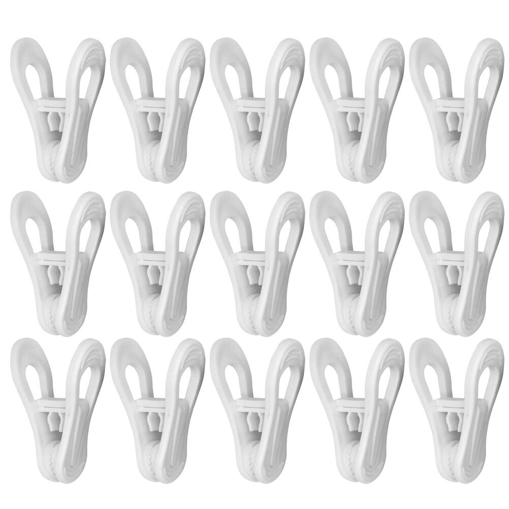 25 Pcs Plastic Towel Clips Bright Color Multi-purpose Windproof Clothespin Clothes Drying Hanger for Clothesline Utility (White)
