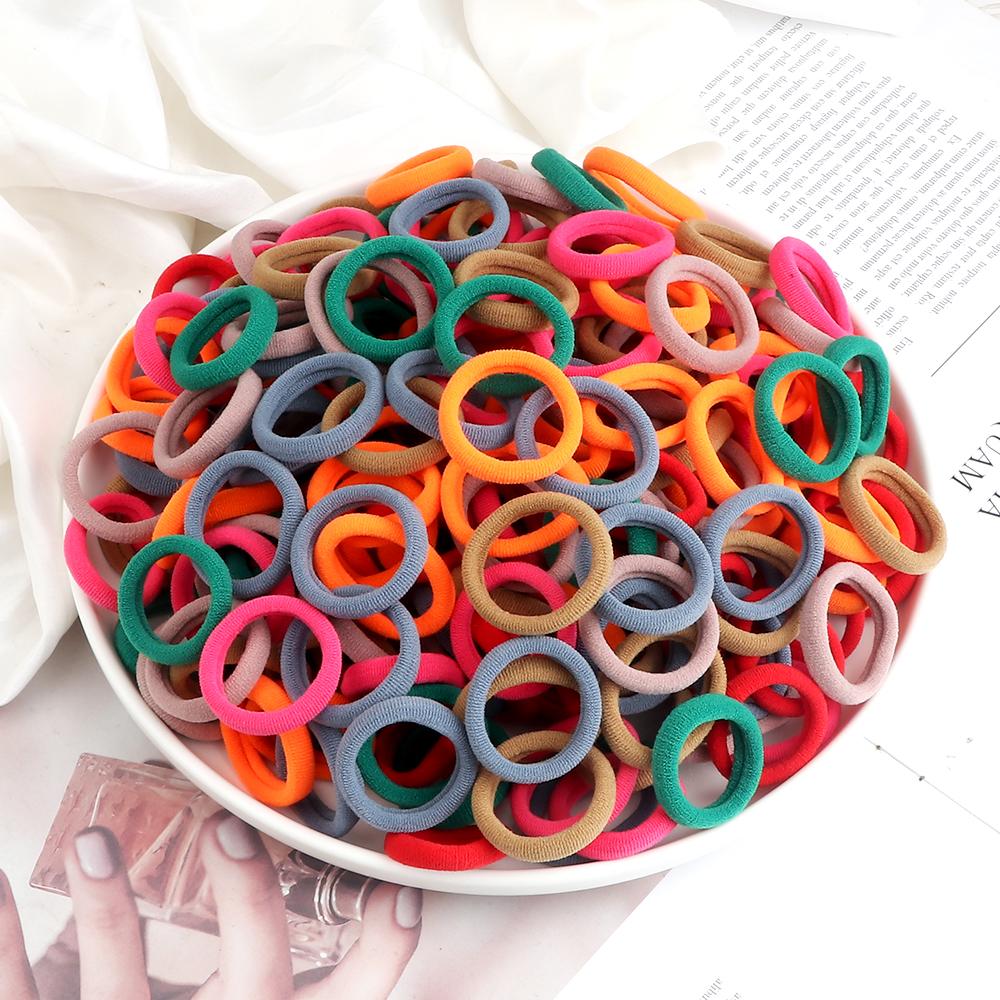 200PCS/Set Elastic Kids Basic Hair Bands Tie 3cm Dark Colors Headwear Don't Hurt Hair Headband Hair Accessories Holder