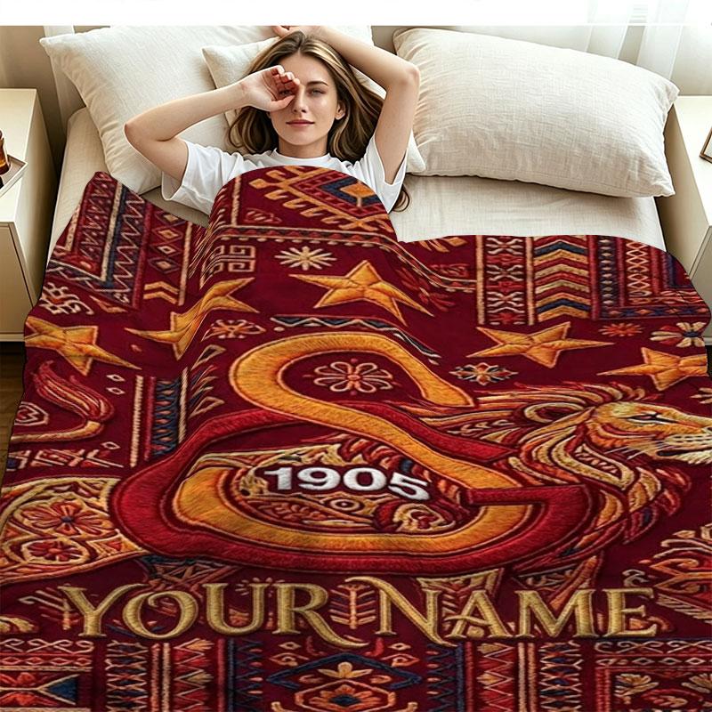 1PC Galatasaray S Custom Name Patterned Flannel Blanket Suitable For All Seasons for Home Decor Warmth and Comfort Gifts Holiday Present
