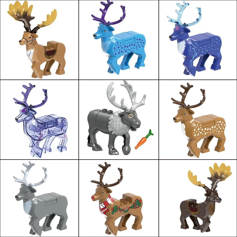 Gorący Świąteczny Prezent Klocki Budowlane Zwierzęta Jeleń Łoś Renifer Figurki Cegła Choinka Edukacyjna Zabawka Prezent dla Chłopca Dziecka Model z Klocków