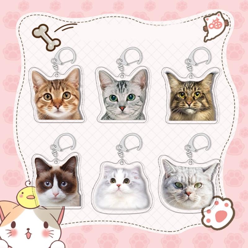 Creative Cat Shape Keychain Mini Animal Toy Keyrings Acrylic Animals Key Chain Pendant DIY Keychains Crafts Decorations
