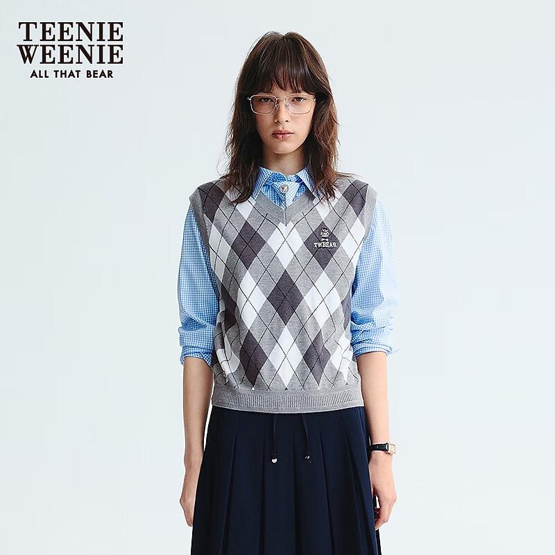 Teenie Weenie Women's Argyle V-Neck Knit Vest