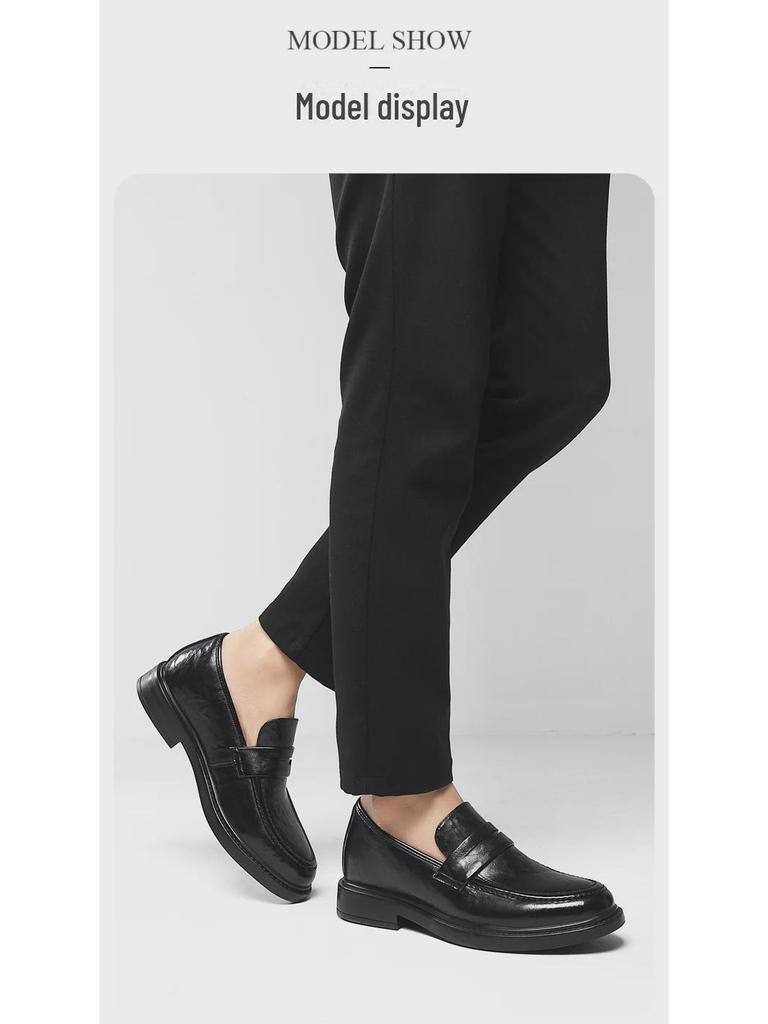 2025 Męskie buty biznesowe codzienne z oddychającą skórą zwiększające wzrost - skóra naturalna, niewidoczne podniesienie