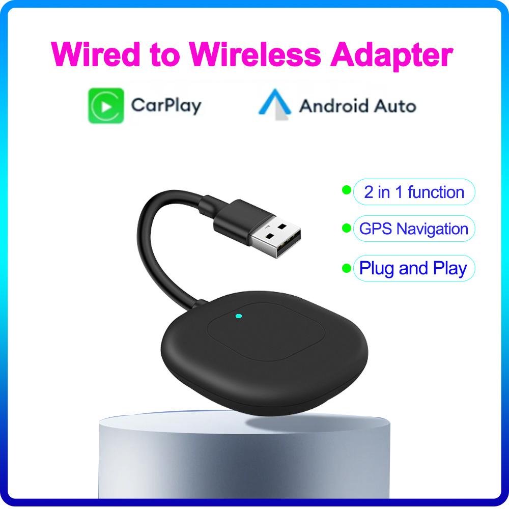 

Адаптер 2 в 1 Проводной в Беспроводной CarPlay Подключи и Играй Автоматическое Подключение Преобразует для Проводных Автомобилей Совместим с CarPlay и Android AUTO Телефоном