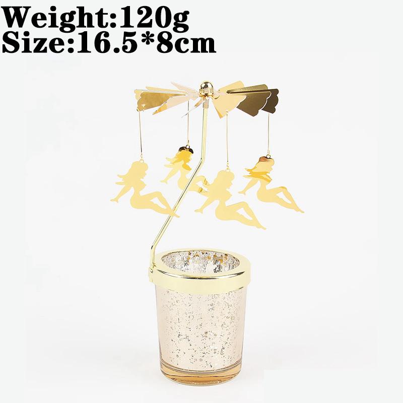 Love Wedding Candle Holders Snowflake Deer Fairy Rotating Candlestick Metal Tray Romantic Home Decoration Christmas Ornament