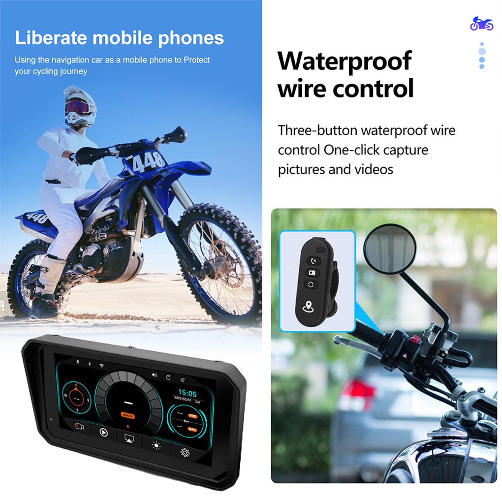 Motorcycle DVR Dual Recording And Split Screen Display Motorcycle DVR Support Tire Pressure Sensor