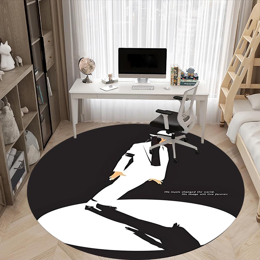 1PC Michael Joseph Jackson Office Round Area Rug, Indoor Mat Suitable For Office, Under Office Chairs Bedroom Living Room Home Decor, Room Deco110