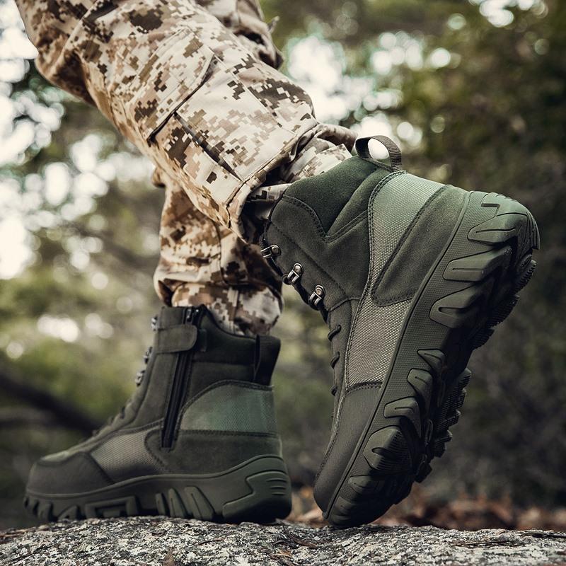 39-47 Men's Plus Size Anti Slip and Wear-resistant Trendy Outdoor Combat Boots Outdoor High Top Workwear Boots Casual Military Boots