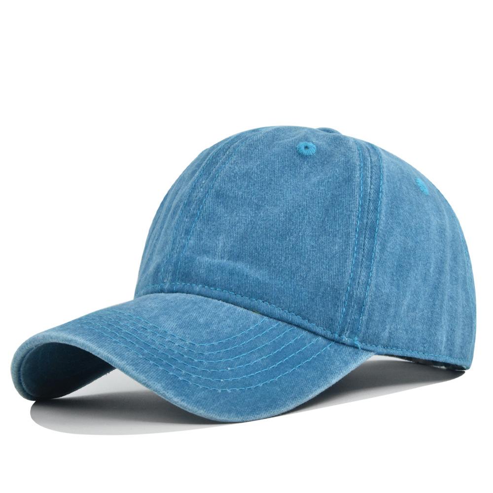 Washable Denim Baseball Cap New Summer Solid Color Cotton Cap Women Ponytail Hats Men Baseball Cap Outdoor Visor Casual Cap