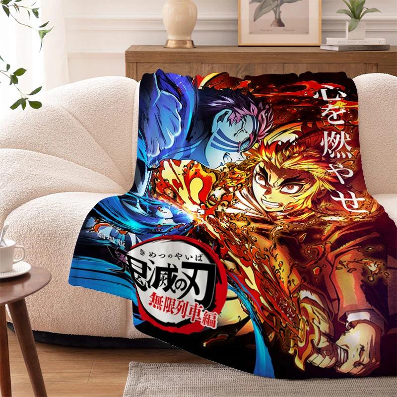 Sofa Blankets for Winter Anime D-Demons Slayer Warm Knee Bed Fleece Camping Fluffy Soft Blankets Microfiber Bedding King Size