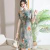 Printed Chiffon Cheongsam Dress - Women's Summer Mom Outfit, Mid-Length Temperament Style.
