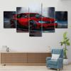 Wandkunst Leinwand Gemälde Rahmen HD-Drucke Modulares Poster für Wohnzimmer 5 Stück Rote Sportwagen Bilder Home Dekorativ