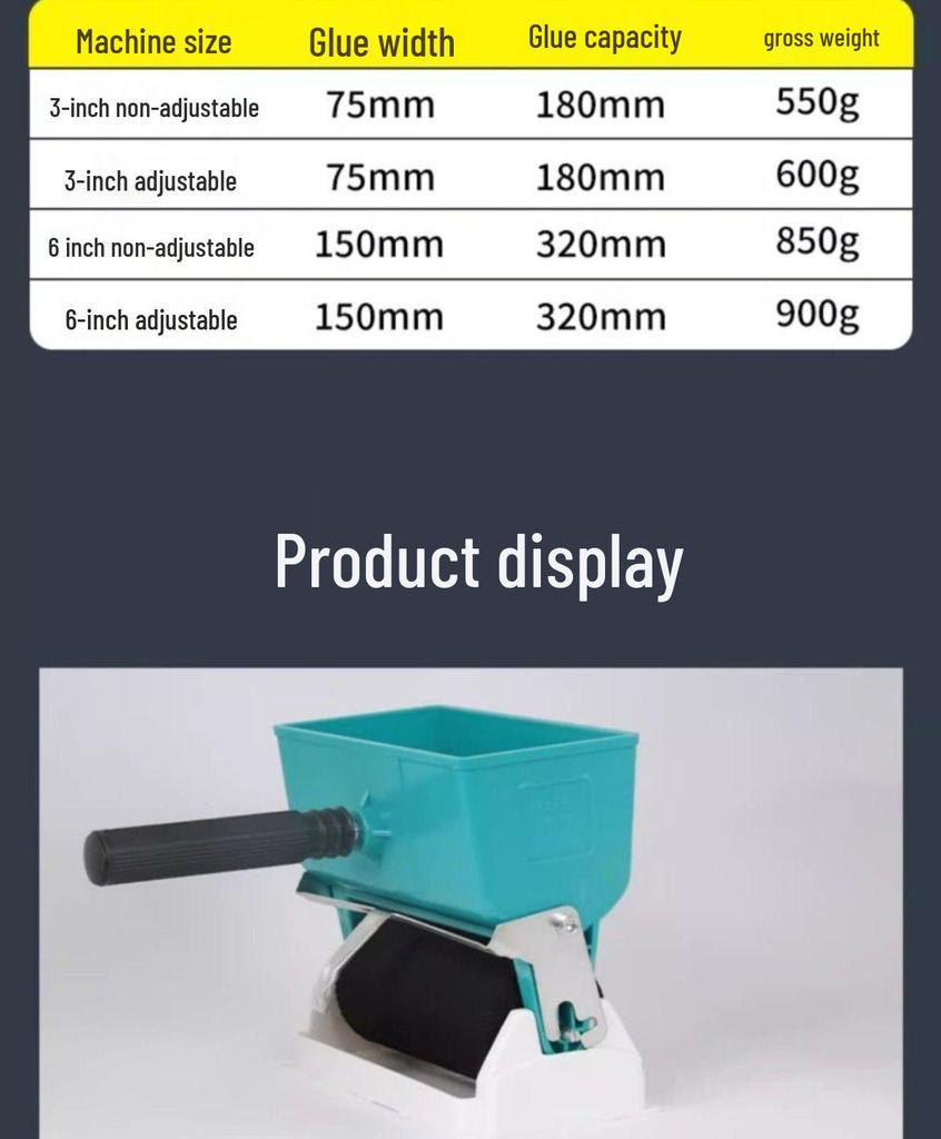 Compact Manual Glue Roller for Wood, Wallpaper, and Cardboard - Small Laminating and Gluing Tool