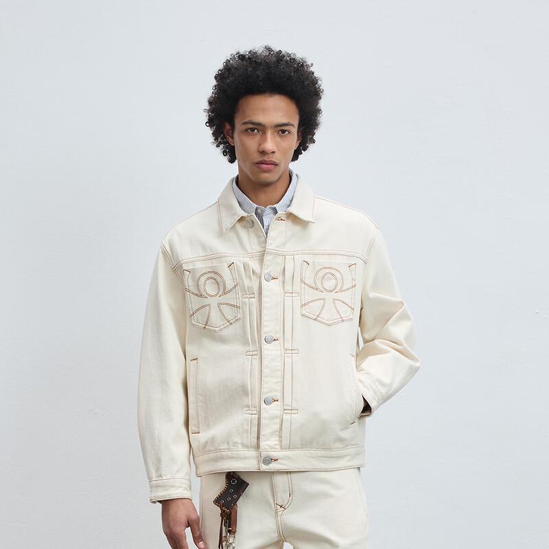 CHINISM Color Block Denim Jacket S грязно-белый