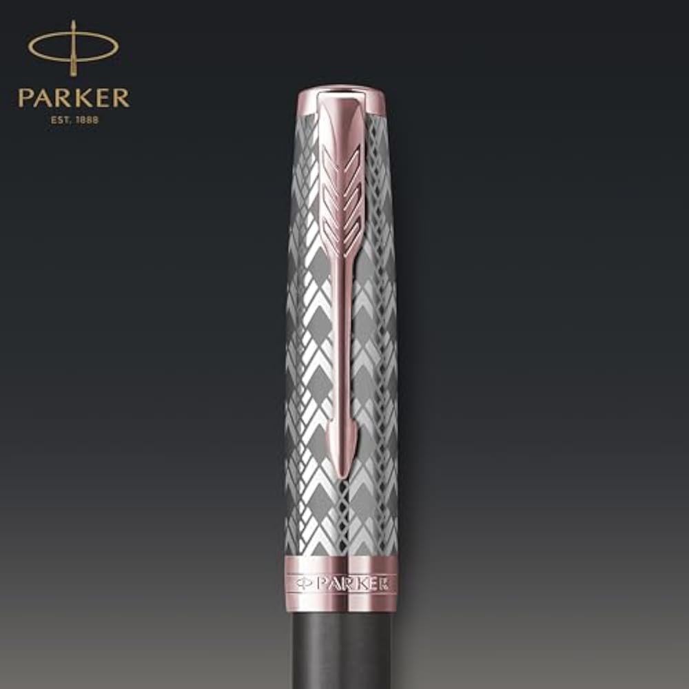 PARKER Parker Fountain Pen Sonnet Premium Metal & Gray PGT Fine 18K Gold Nib In Gift Box, Regular...