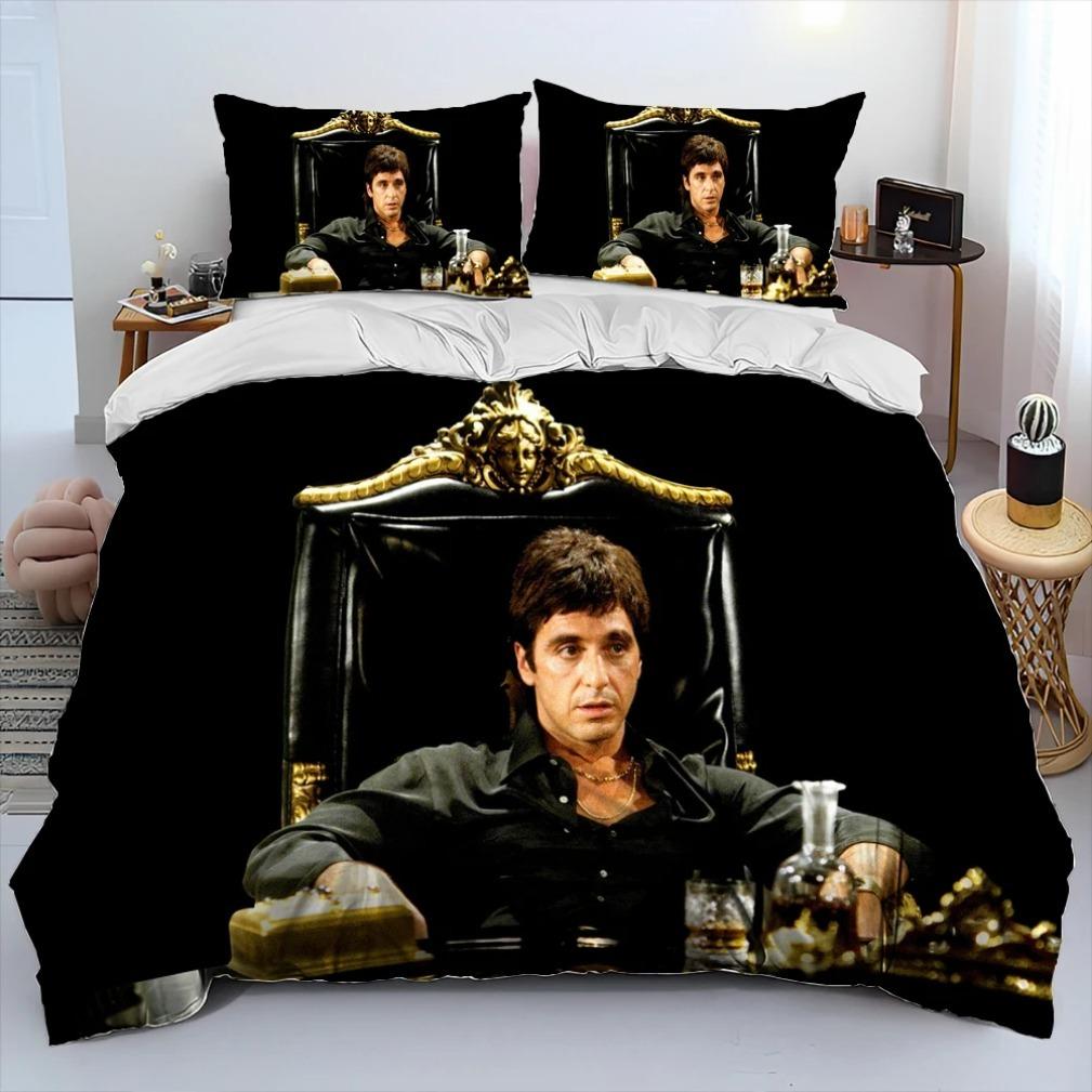 3D Printing Scarface Duvet Cover Bed Movie Scarface Tony Bedding Set  Quilt Cover Pillowcase,King Queen Size Bedding Adult Kid