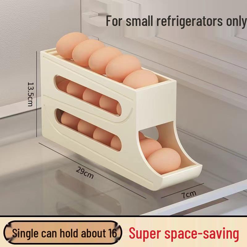 4-Layer Slide Egg Storage Box for Refrigerator Door - Large Capacity Automatic Egg Roller
