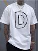 Unisex Crew Neck Hand Drawn Letter D Print Short Sleeve Cotton Tee Casual Summer Streetwear Loose Basic Daily Outdoor Wear Top
