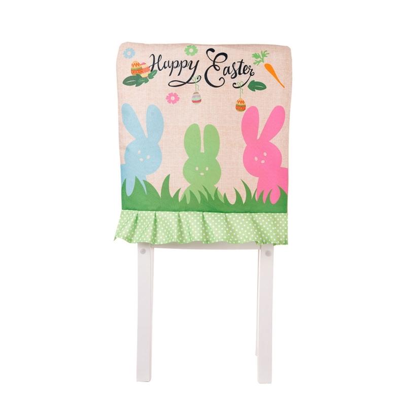Easter Theme Chair Cover, Indoor Decorative Gnomes Cute Rabbit Pattern Chair Cover, Cute Cartoon Style Home Decorations