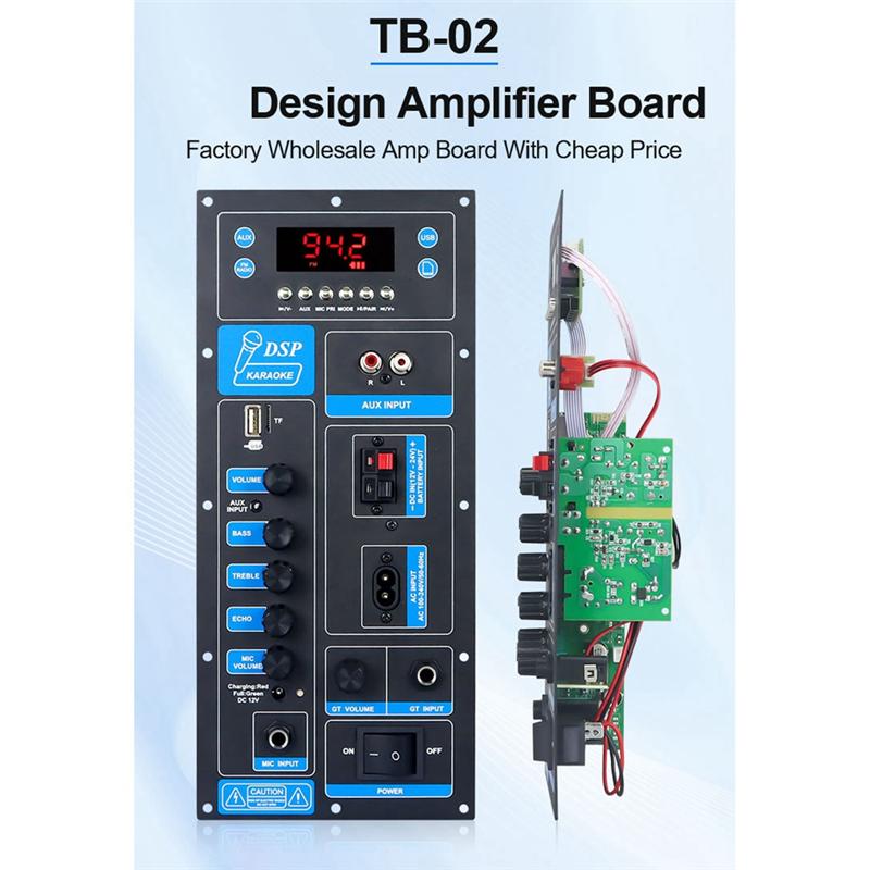 B03B-High Power DSP Bluetooth 5.3 Amplifier Board 8-18 Inch Trolley Speaker Outdoor Audio Amp Module Mono 60W Stereo Amp