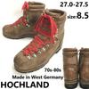 HOCHLAND Kraftiga Läder Bergsklättring Vandringskängor Bruna Storlek 8.5 (27.027.5cm) Västtyskland 70-80-tal(BEGAGNAD)