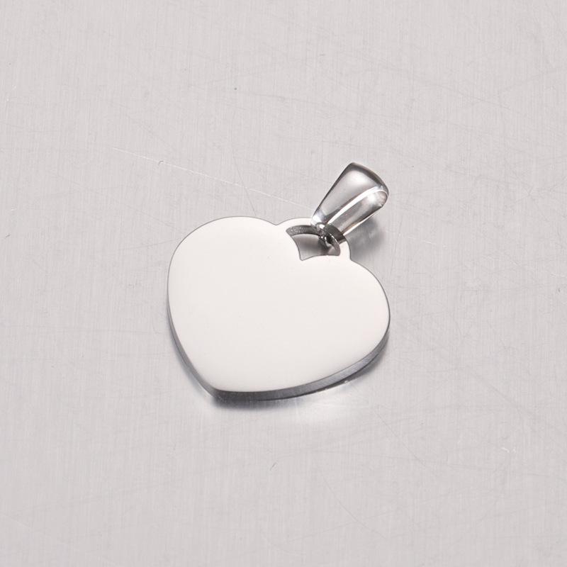 Engravable Stainless Steel Heart Pendant Charm with Melon Seed Clasp