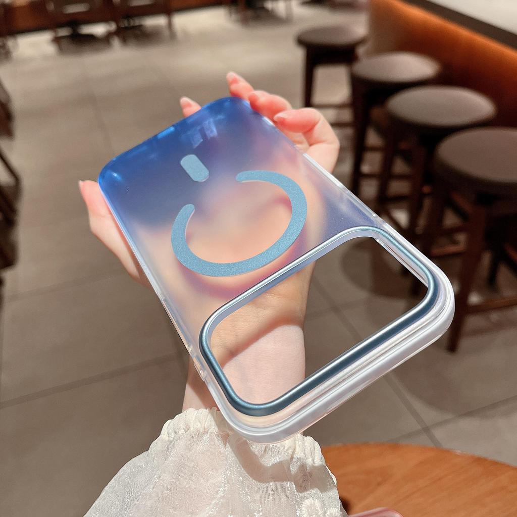 IPhone 17 Pro Max Blaulichtverlauf Magnetische Schutzhülle mit Zweifarbiger Airbag Sturzsicherer Design