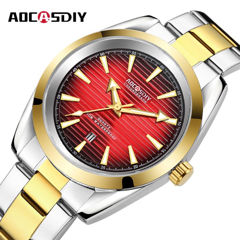 Mens Watches Stainless Steel Belt Quartz Wrist Watch Man Business Watch Calendar Date Luminous Male Casual Bracelet Clock