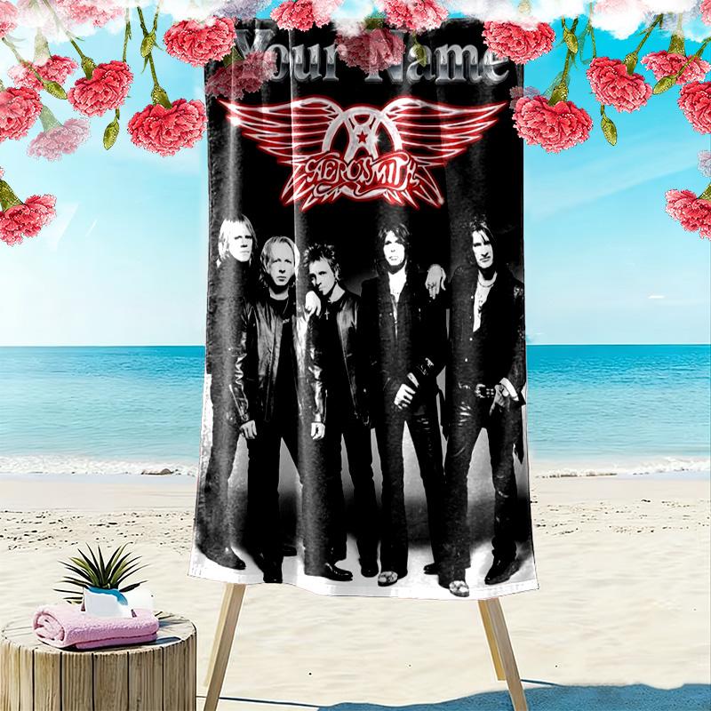 Name Custom Band Poster Aerosmith Print Beach Towel, Large Soft Quick Dry Towel for Beach Camping Swimming