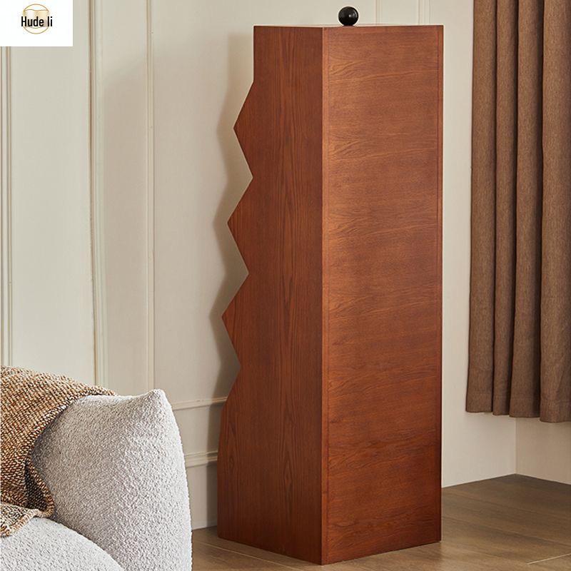 Solid Wood Irregular Five-Drawer Cabinet with Bead Design - Unique Living Room Storage Shelf