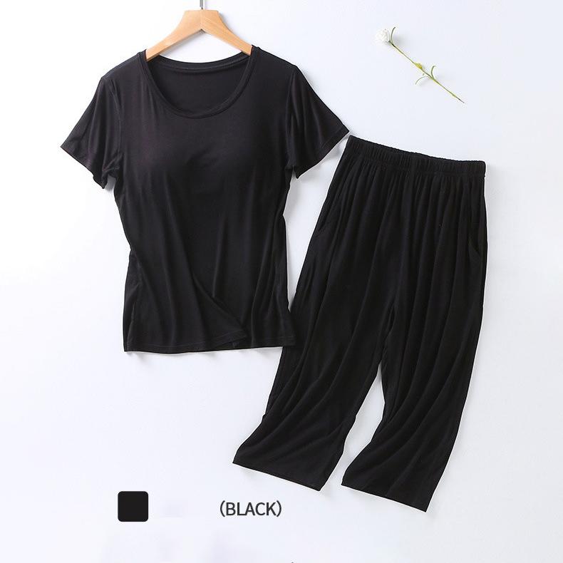 Women's Pajamas Two Piece Short Sleeve Wide Leg Pants Large Size Homewear Set