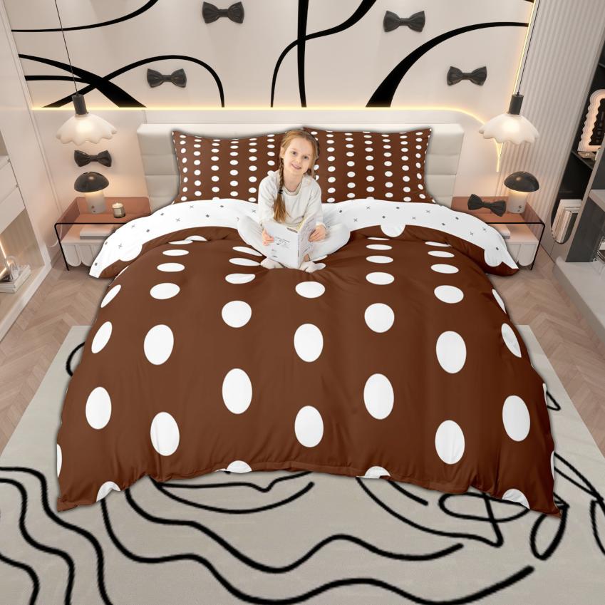 

Homewish Kawaii Polka Dots Duvet Cover Set for Girls, Cute Circles Quilt Cover Set, Reversible Bedding Set DE XS 100x135cm 2pcs&set