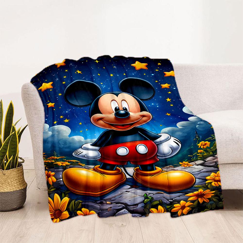 Mickey Mouse Starry Night Blanket Warmthful Decor Perfect for Sofa Office Chair Livingroom Four Seasons Universal Playful Design
