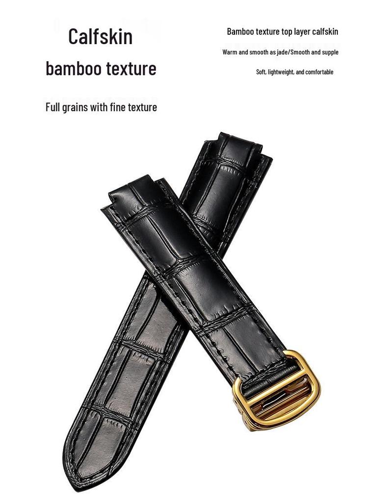 Men's and Women's Genuine Blue Cowhide Leather Strap with Folding Buckle and Unique Balloon Concave-Convex Design