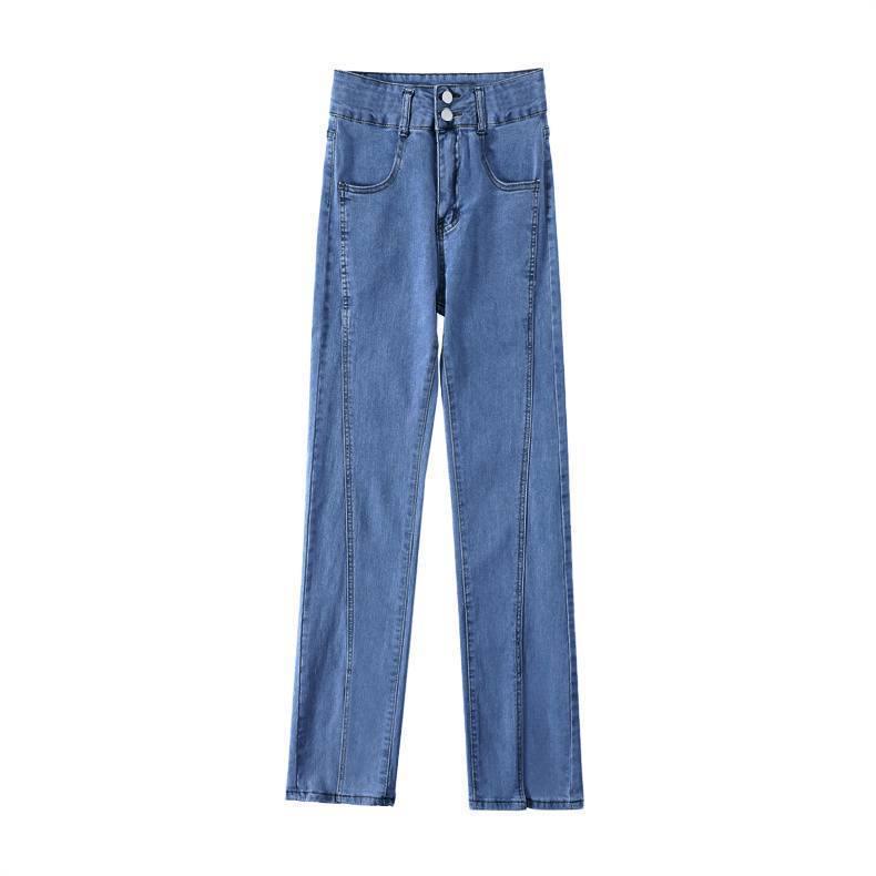 Women's Retro Micro-Flare Split High Waist Jeans - 2022 Fishtail Style Straight Leg Elastic Pants